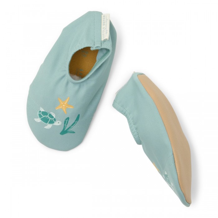 Papuci de inot cu protectie UV 50+ - Seashells Surf - Green - Little Dutch