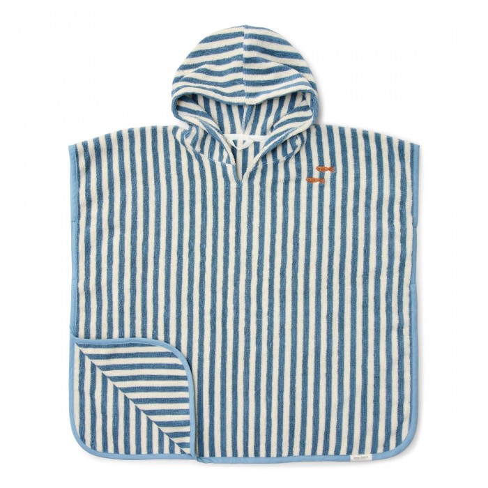 Poncho pentru plaja din bumbac - Ocean Sea Life Ocean Blue - Little Dutch