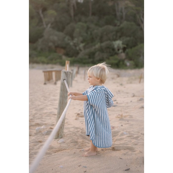 Poncho pentru plaja din bumbac - Ocean Sea Life Ocean Blue - Little Dutch