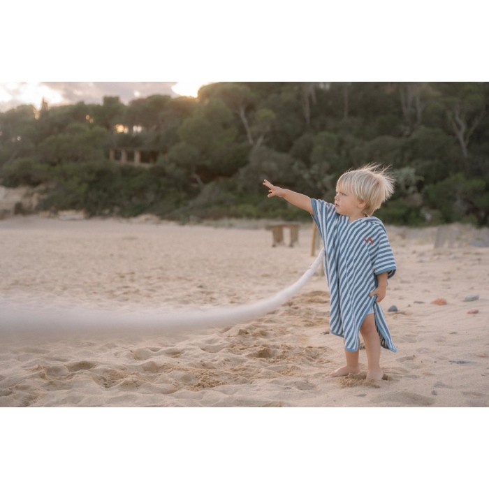 Poncho pentru plaja din bumbac - Ocean Sea Life Ocean Blue - Little Dutch