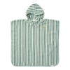 Poncho pentru plaja din bumbac - Seashells / Stripes Surf Green - Little Dutch