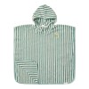 Poncho pentru plaja din bumbac - Seashells / Stripes Surf Green - Little Dutch