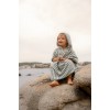 Poncho pentru plaja din bumbac - Seashells / Stripes Surf Green - Little Dutch
