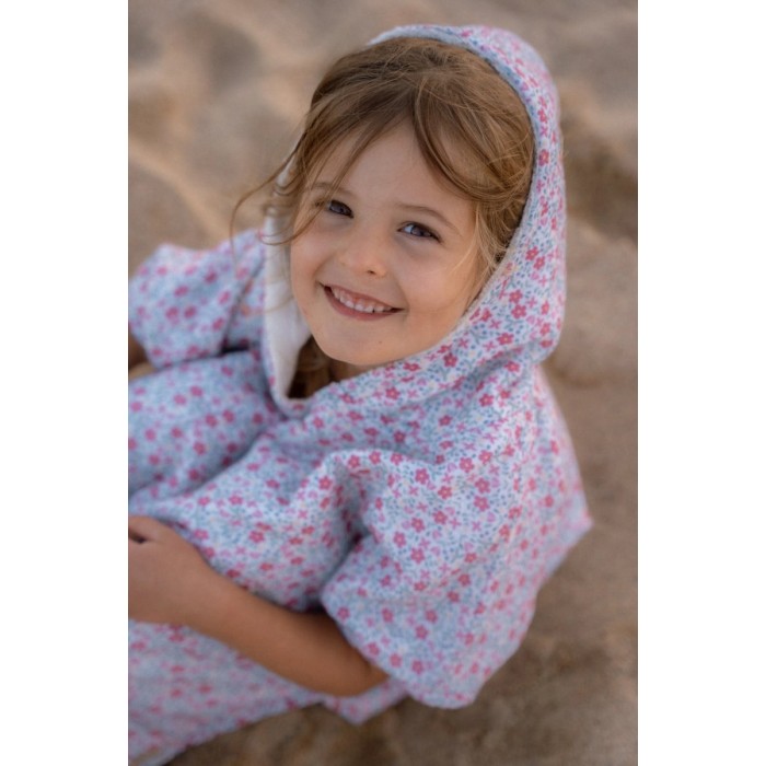 Poncho pentru plaja din bumbac - Sunny Flowers Multi - Little Dutch