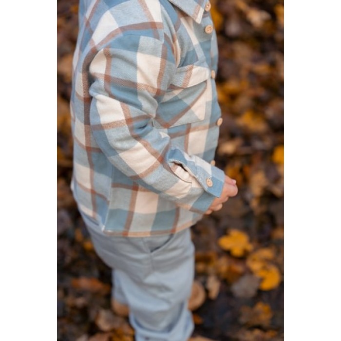 Camasa cu maneca lunga - Stone Blue Check - Forest Friends - Little Dutch