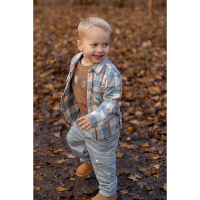 Camasa cu maneca lunga - Stone Blue Check - Forest Friends - Little Dutch