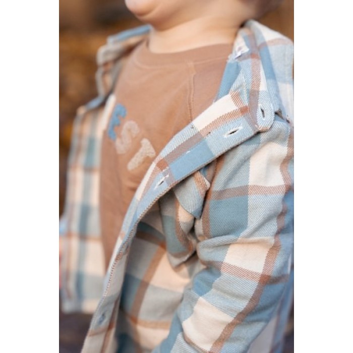 Camasa cu maneca lunga - Stone Blue Check - Forest Friends - Little Dutch