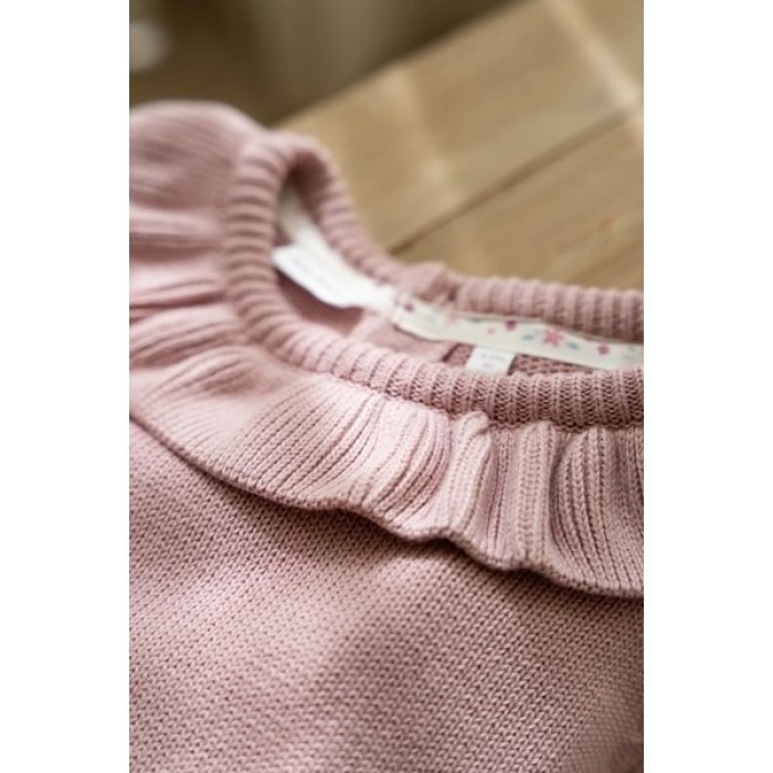 Bluza din tricot de bumbac organic cu volane - Fairy Garden - Velvet Rose - Little Dutch