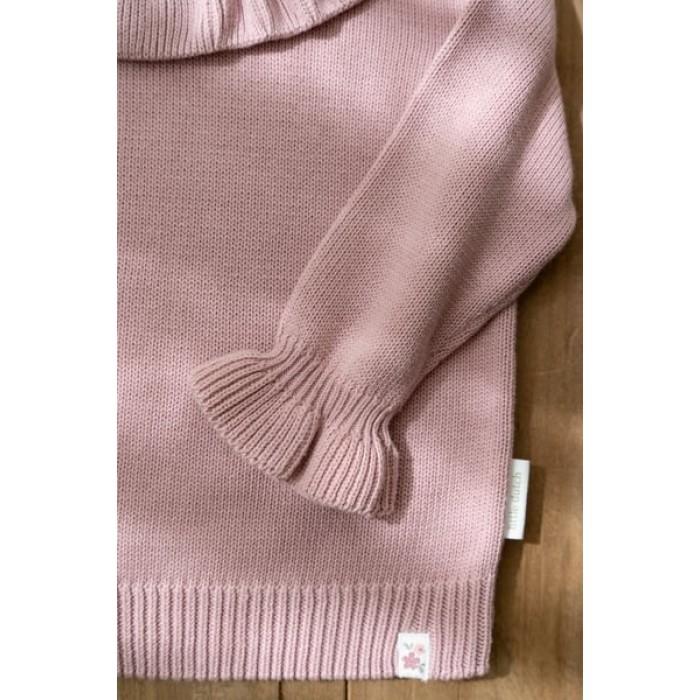 Bluza din tricot de bumbac organic cu volane - Fairy Garden - Velvet Rose - Little Dutch