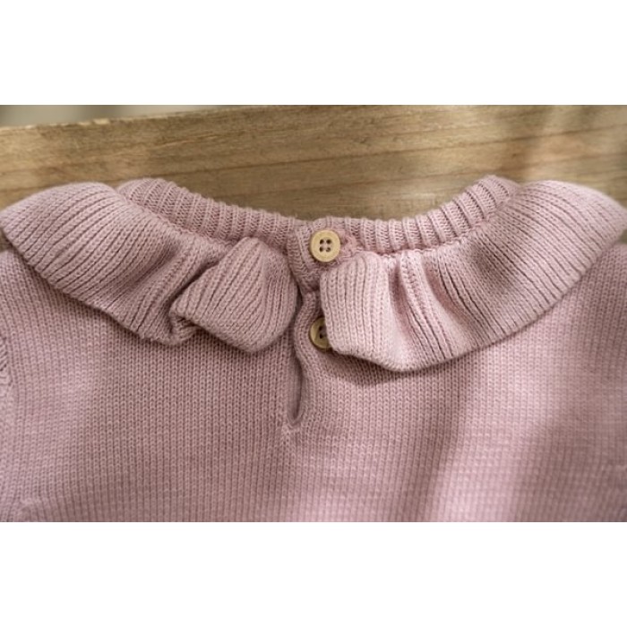 Bluza din tricot de bumbac organic cu volane - Fairy Garden - Velvet Rose - Little Dutch