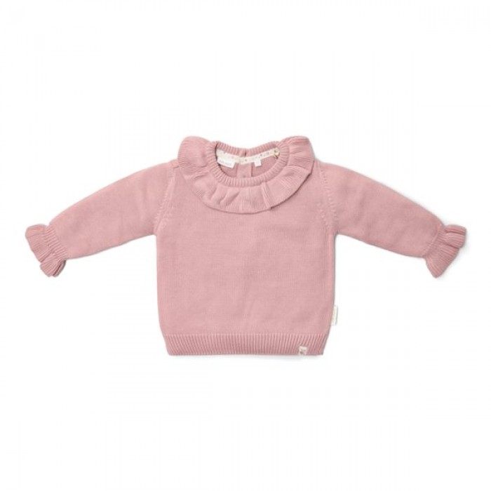 Bluza din tricot de bumbac organic cu volane - Fairy Garden - Velvet Rose - Little Dutch