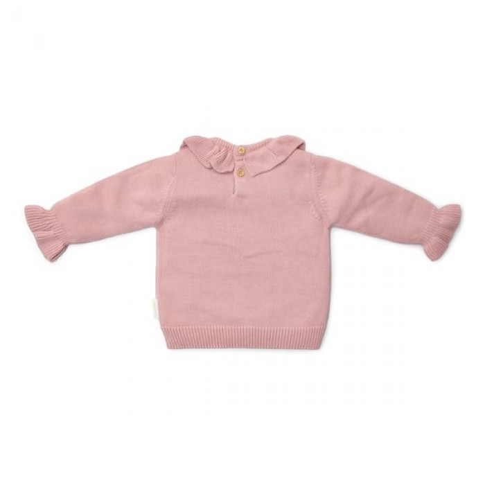 Bluza din tricot de bumbac organic cu volane - Fairy Garden - Velvet Rose - Little Dutch