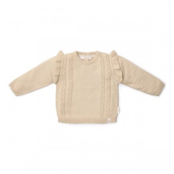 Bluza din tricot de bumbac organic cu volane - Fairy Garden - Sand - Little Dutch Bluza din tricot de bumbac organic cu volane - Fairy Garden - Sand - Little Dutch
