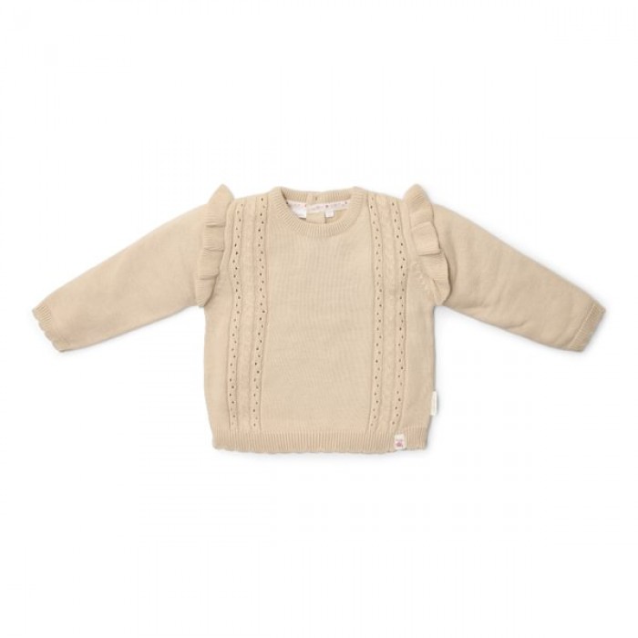 Bluza din tricot de bumbac organic cu volane - Fairy Garden - Sand - Little Dutch