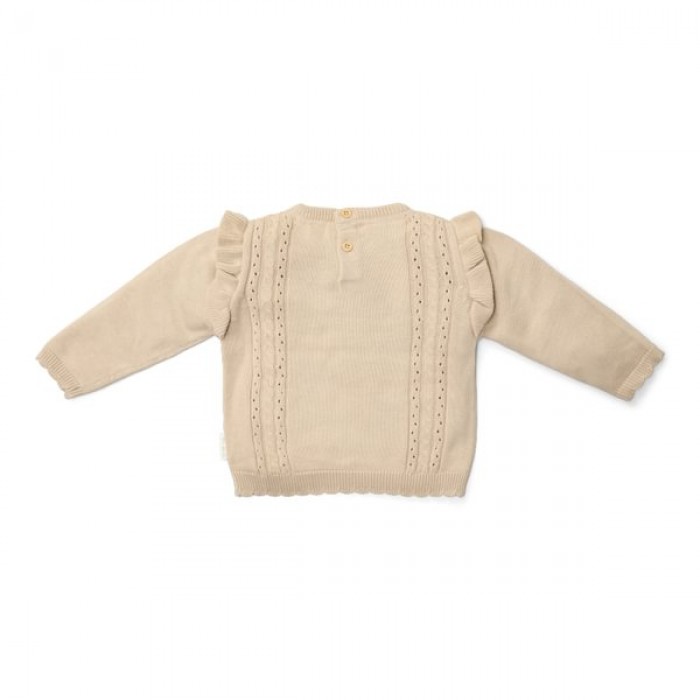 Bluza din tricot de bumbac organic cu volane - Fairy Garden - Sand - Little Dutch