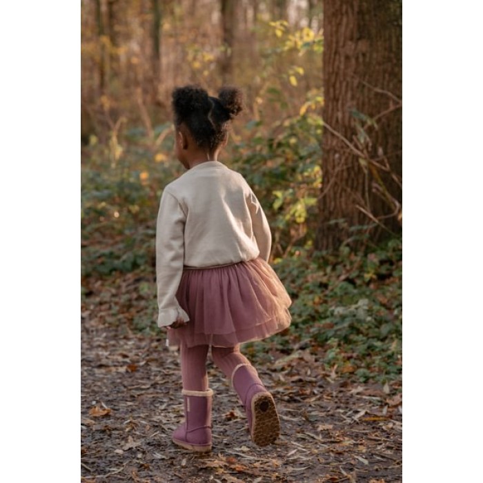 Cardigan din tricot de bumbac organic cu volane - Sand - Fairy Garden - Little Dutch