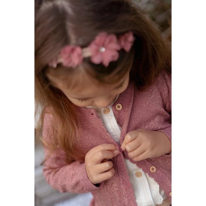 Cardigan din tricot de bumbac organic cu volane - Rouge - Fairy Garden - Little Dutch