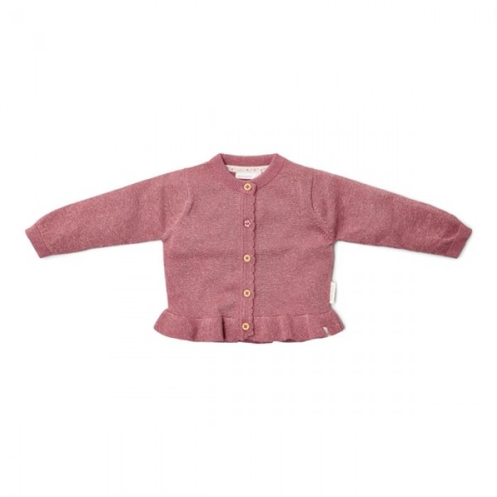 Cardigan din tricot de bumbac organic cu volane - Rouge - Fairy Garden - Little Dutch