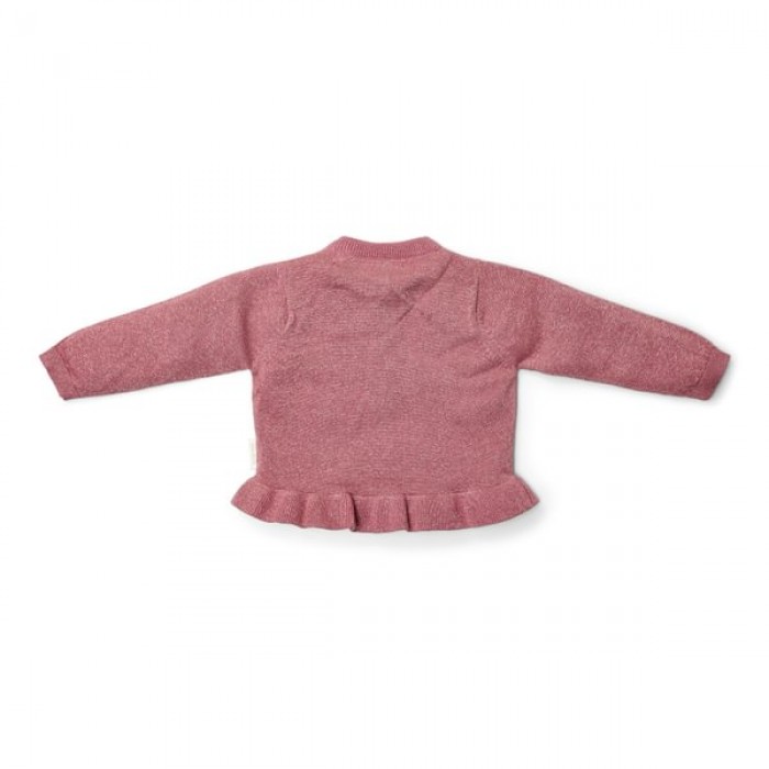 Cardigan din tricot de bumbac organic cu volane - Rouge - Fairy Garden - Little Dutch