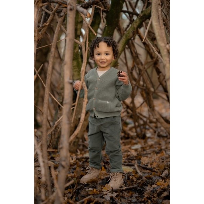 Cardigan tricotat din bumbac organic - Forest Green - Forest Friends - Little Dutch