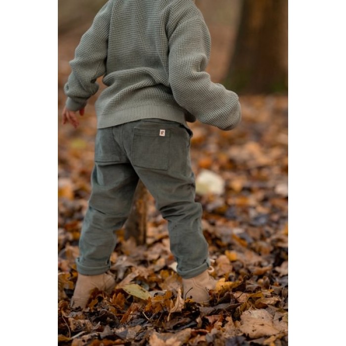 Cardigan tricotat din bumbac organic - Forest Green - Forest Friends - Little Dutch