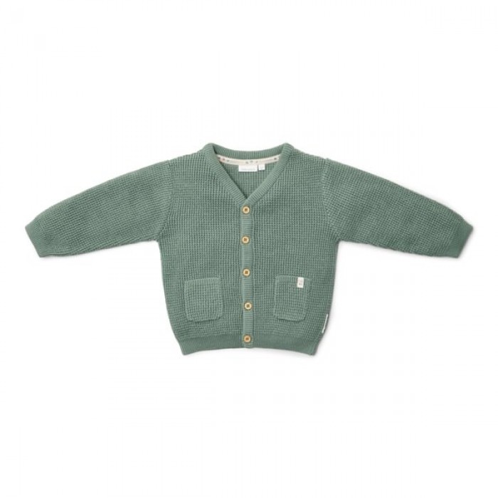 Cardigan tricotat din bumbac organic - Forest Green - Forest Friends - Little Dutch