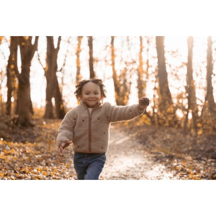 Jacheta din material teddy - Taupe - Forest Friends - Little Dutch