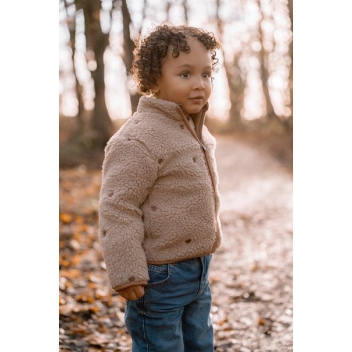 Jacheta din material teddy - Taupe - Forest Friends - Little Dutch