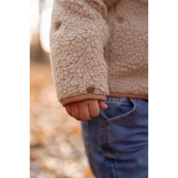 Jacheta din material teddy - Taupe - Forest Friends - Little Dutch
