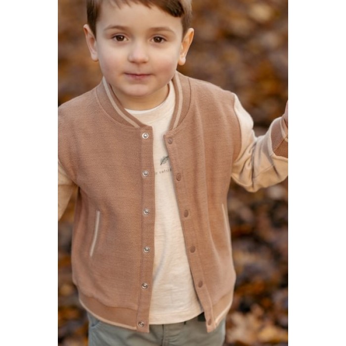 Cardigan tricotat din bumbac organic - Brown/Taupe - Forest Friends - Little Dutch