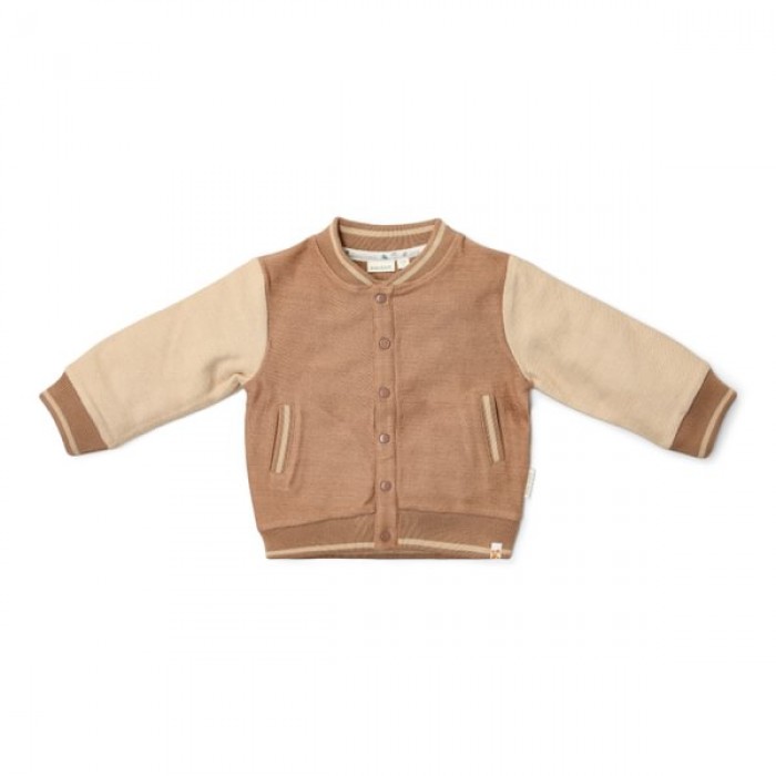 Cardigan tricotat din bumbac organic - Brown/Taupe - Forest Friends - Little Dutch