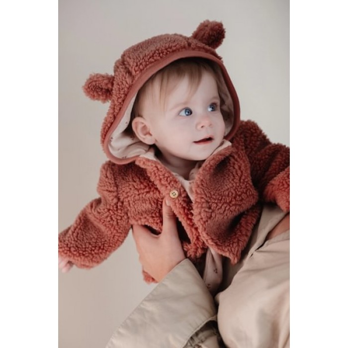 Jacheta pentru bebelusi din material teddy - Pink Blush - Little Dutch