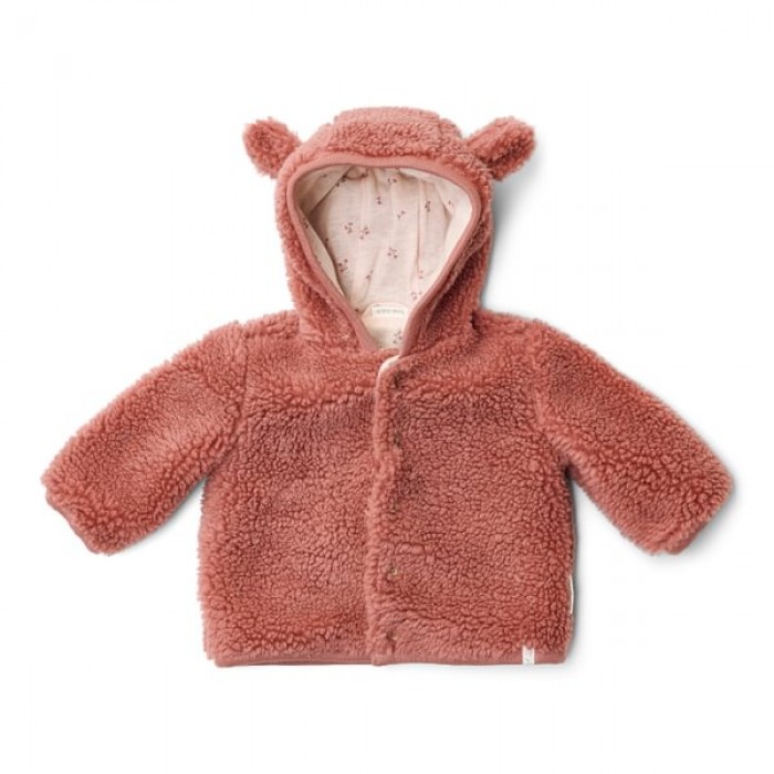 Jacheta pentru bebelusi din material teddy - Pink Blush - Little Dutch