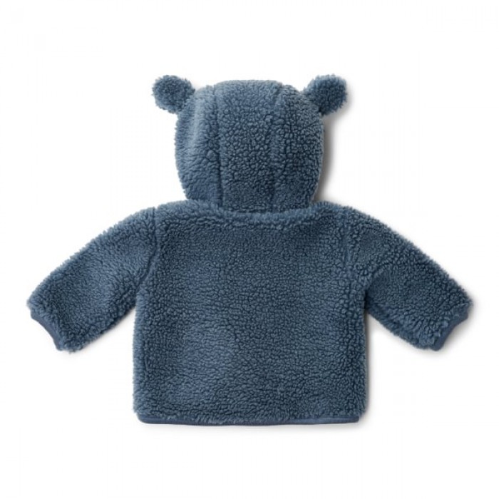 Jacheta pentru bebelusi din material teddy - Stone Blue - Little Dutch
