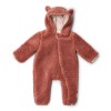 Salopeta captusita cu gluga din material teddy - Pink Blush - Little Dutch