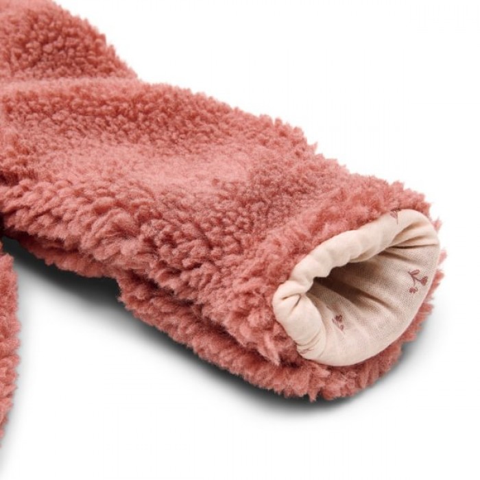 Salopeta captusita cu gluga din material teddy - Pink Blush - Little Dutch