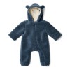 Salopeta captusita cu gluga din material teddy - Stone Blue - Little Dutch