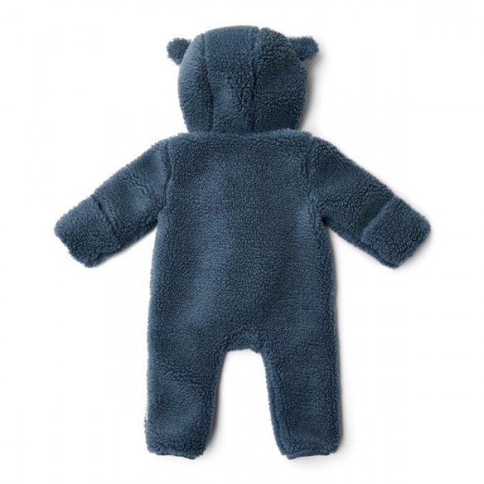 Salopeta captusita cu gluga din material teddy - Stone Blue - Little Dutch