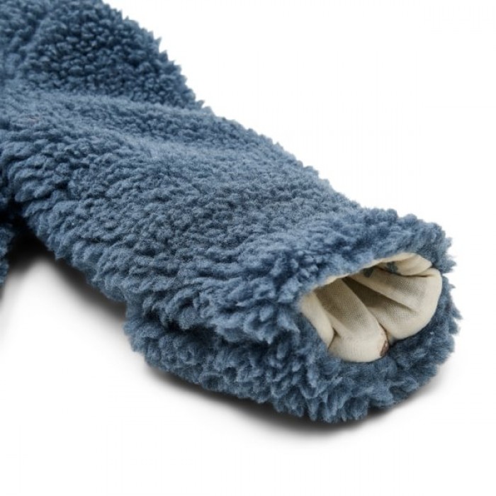 Salopeta captusita cu gluga din material teddy - Stone Blue - Little Dutch