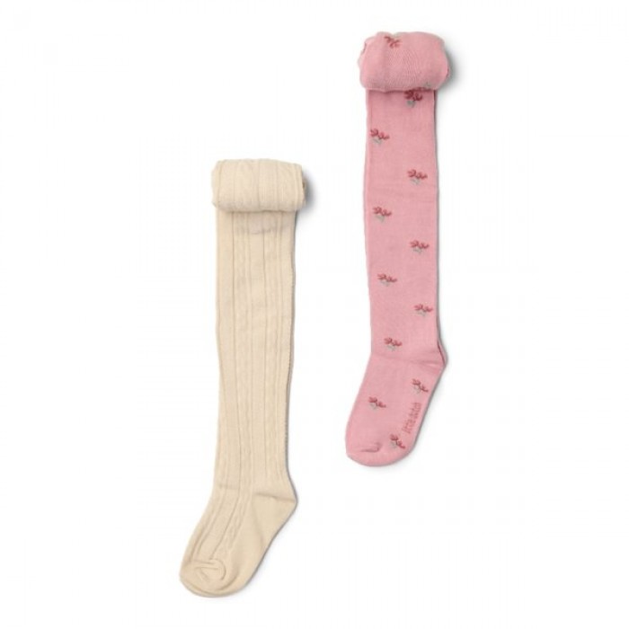 Ciorapi din bumbac - set 2 bucati - Sand/Velvet Rose - Fairy Garden - Little Dutch