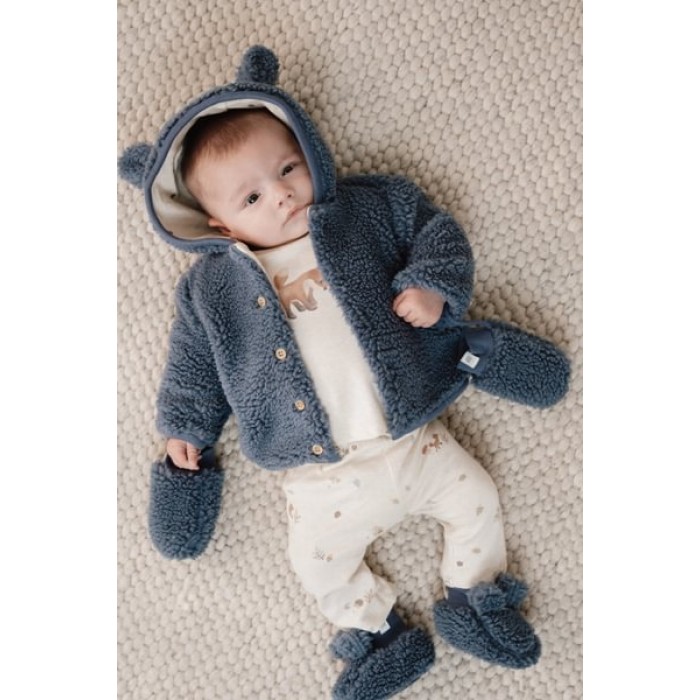 Manusi din material teddy - Stone Blue - Little Dutch