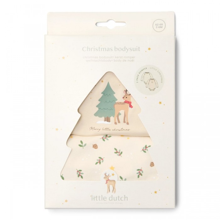 Body cu maneca lunga din bumbac organic - 2 bucati -  Little Christmas - Little Dutch