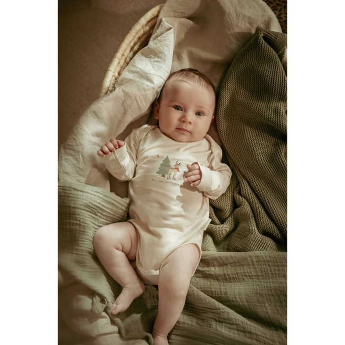 Body cu maneca lunga din bumbac organic - 2 bucati -  Little Christmas - Little Dutch