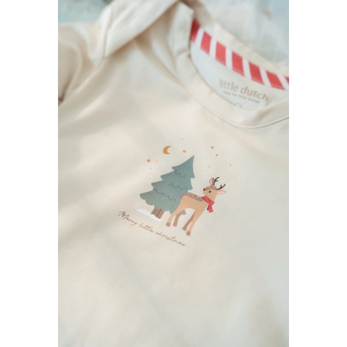 Body cu maneca lunga din bumbac organic - 2 bucati -  Little Christmas - Little Dutch