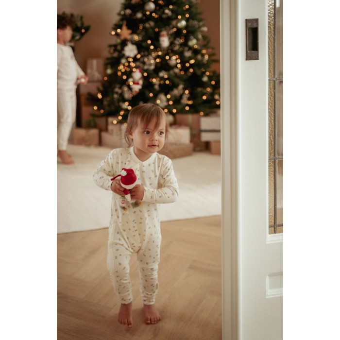 Pijama salopeta din bumbac organic pentru bebelusi - Little Christmas - Little Dutch