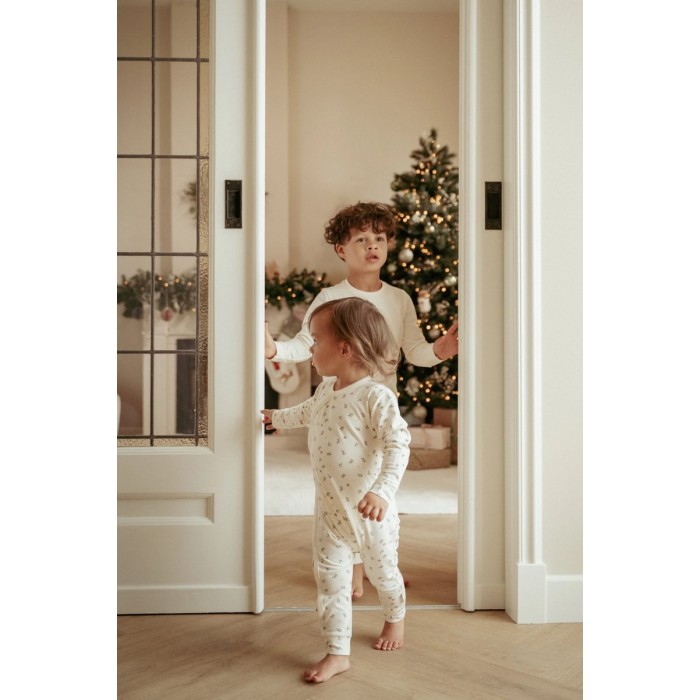 Pijama salopeta din bumbac organic pentru bebelusi - Little Christmas - Little Dutch