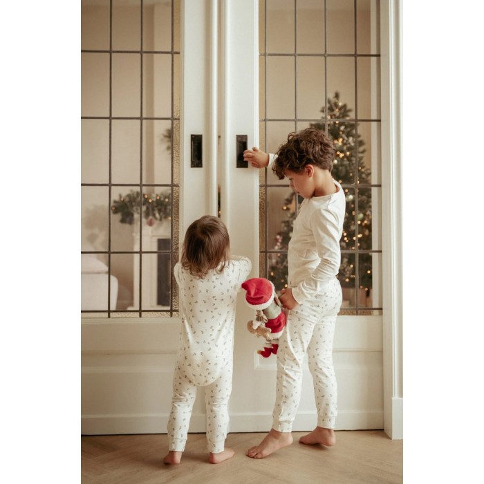 Pijama salopeta din bumbac organic pentru bebelusi - Little Christmas - Little Dutch