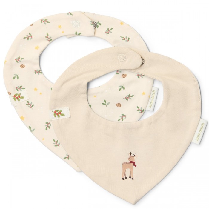 Baveta bandana din bumbac organic - set 2 bucati - Little Christmas - Little Dutch