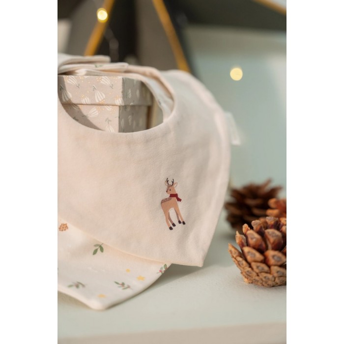 Baveta bandana din bumbac organic - set 2 bucati - Little Christmas - Little Dutch