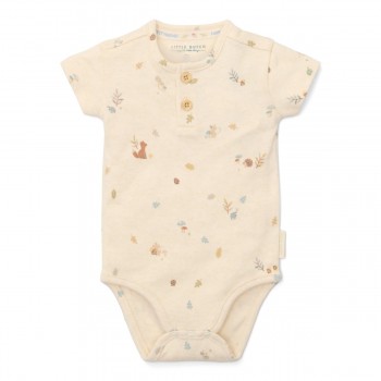 Body cu maneca scurta - Sand - Forest Friends - Little Dutch Body cu maneca scurta - Sand - Forest Friends - Little Dutch